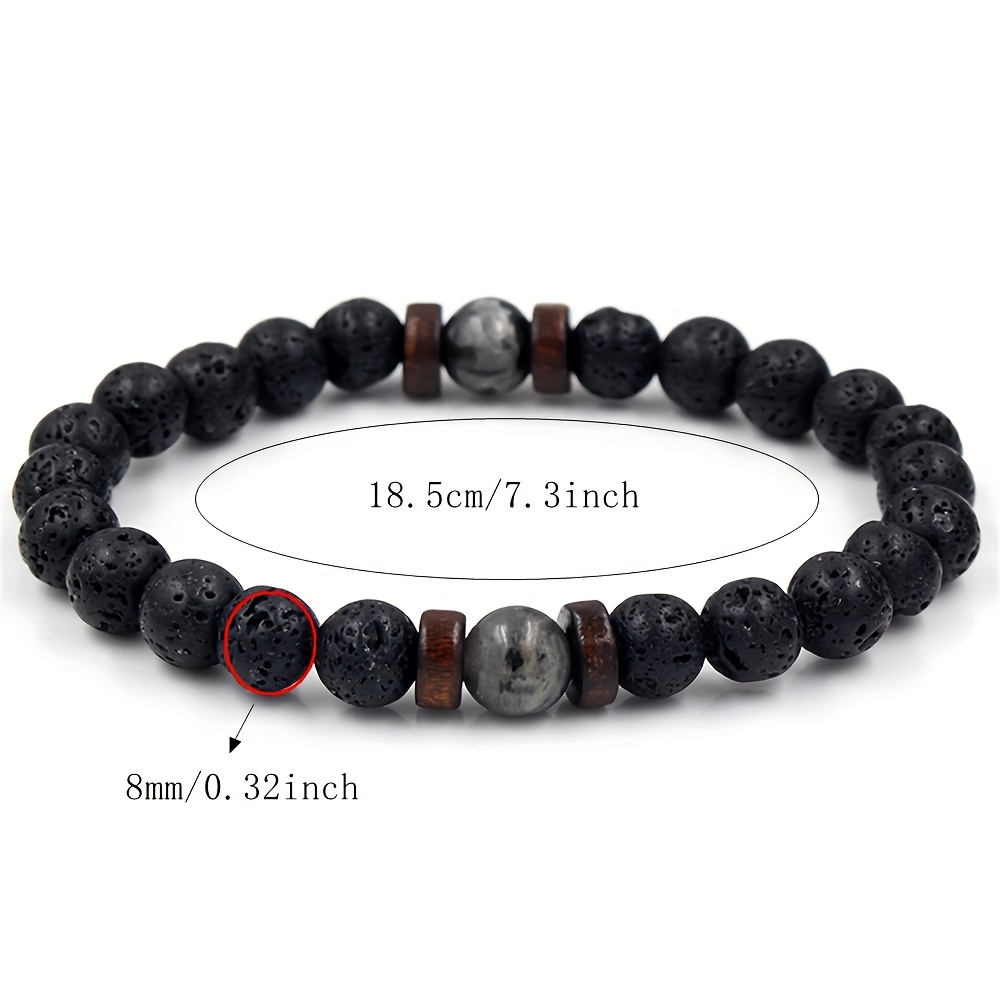 Men's 4pcs Versatile Punk Style Natural Stone Beaded Bracelet Set